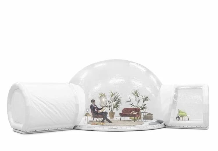 Dome Transparent 5m + Transparent Access Tunnel + Closed Cabin